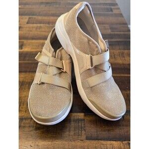 Like New Bzees Women's Velcro Strap Shoes in Champagne Gold